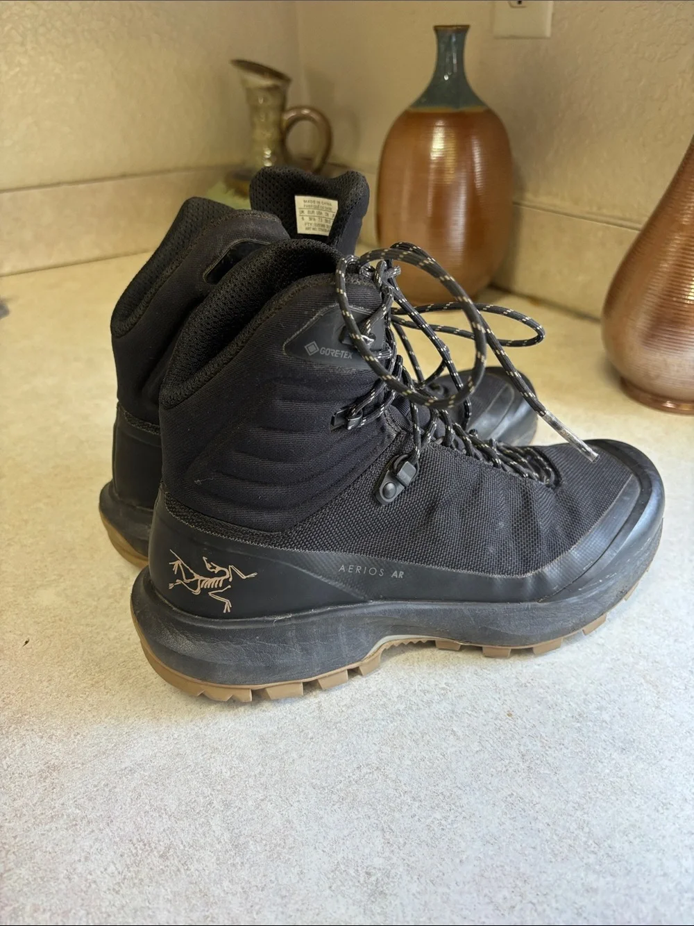 Arc'teryx Black Hiking Boots with Tan Outsoles